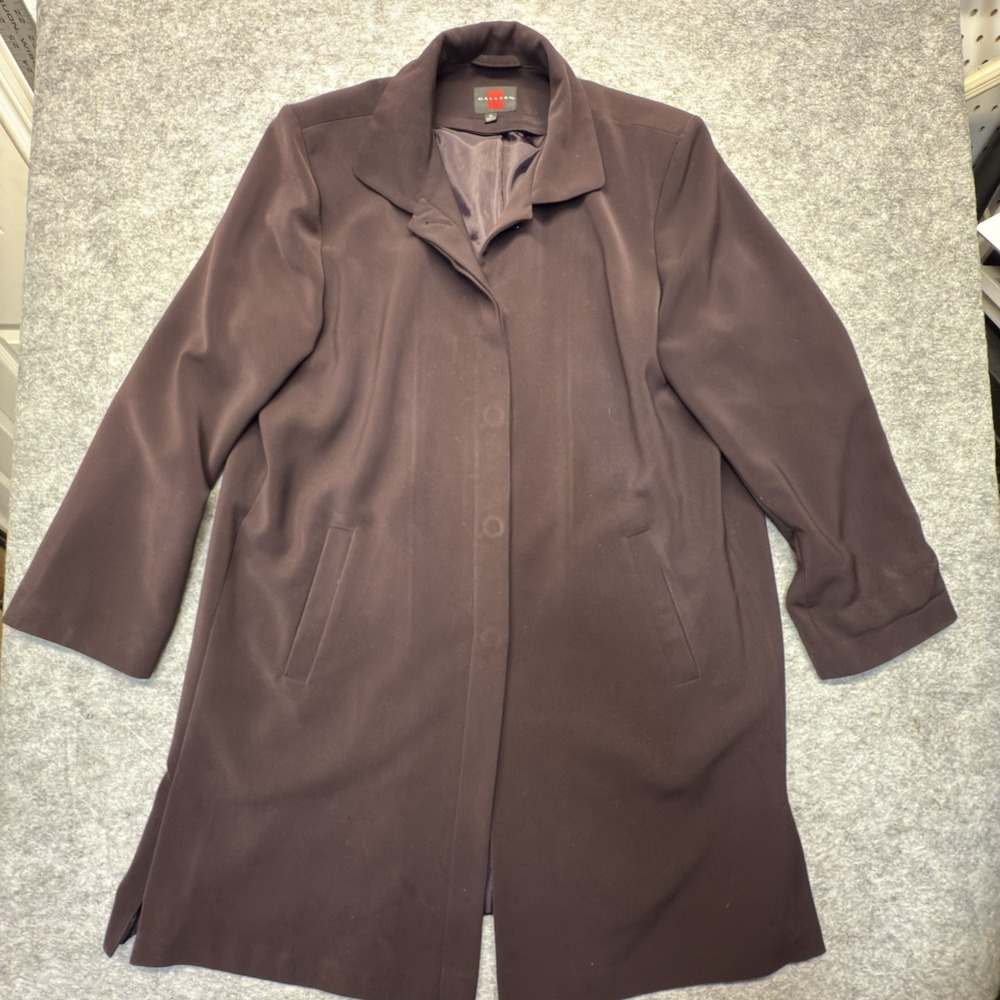 Gallery Coat Women XL Plum Solid Polyester Hidden Button Lined Trench Outerwear
